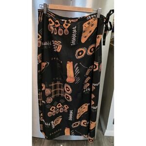 Vtg 90s TR Bentley 16 Plus Maxi Wrap Skirt Geometric Halloween Witchy Artsy Rare